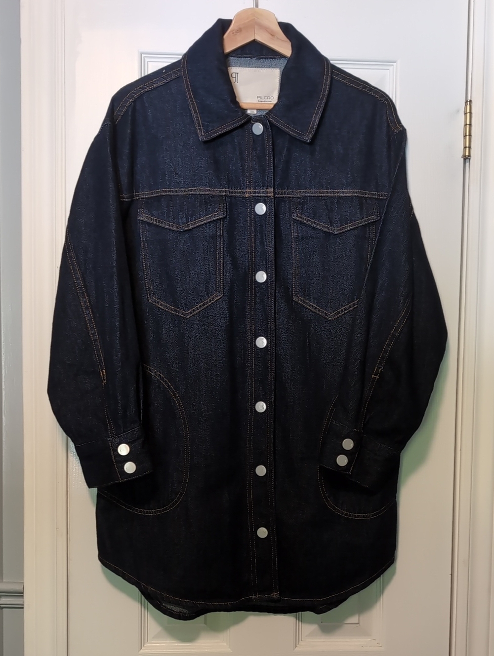 Pilcro Dark Blue Denim Button-Front Jacket